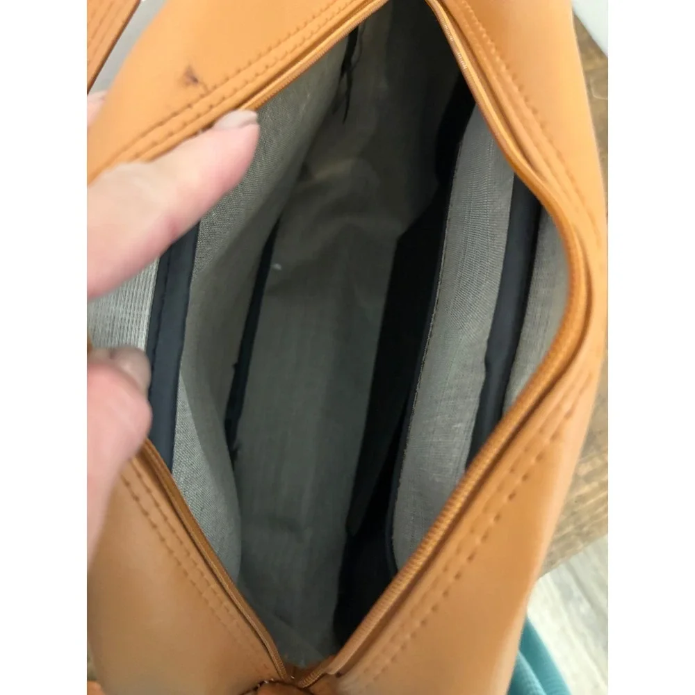 Vintage Brown Faux Leather Satchel‎ Crossbody Bag With Buckle Detail